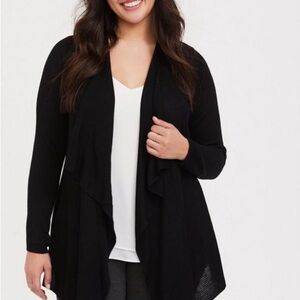 Women’s Torrid Black Diagonal Cut Open Face Office Casual Cardigan Size 0X